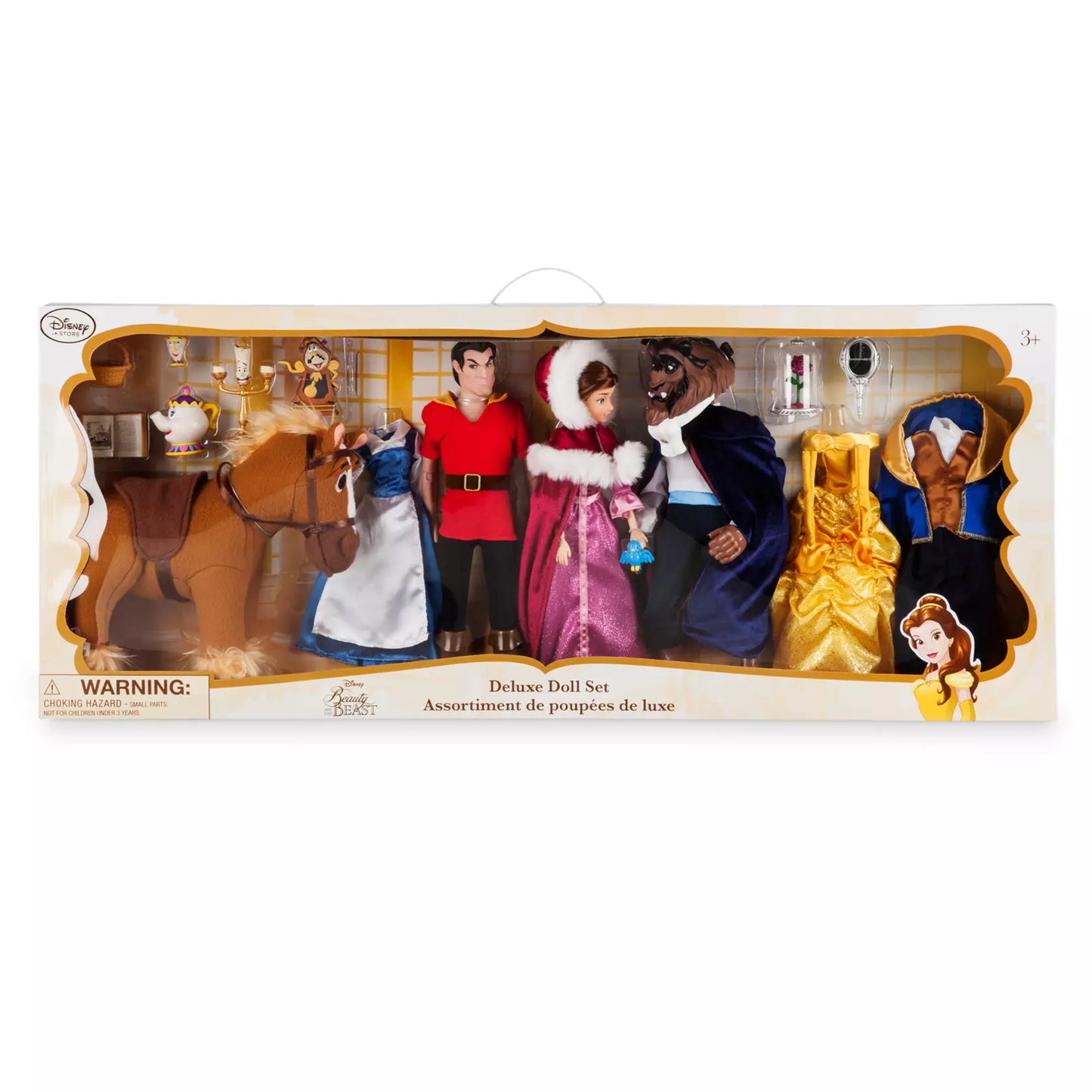 Beauty and the Beast Doll Deluxe Large Toy Gift Set - Belle Gaston Horse Chip