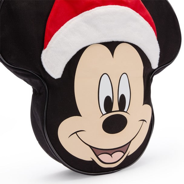 Santa Mickey Mouse Big Face Holiday Canvas Tote - Large