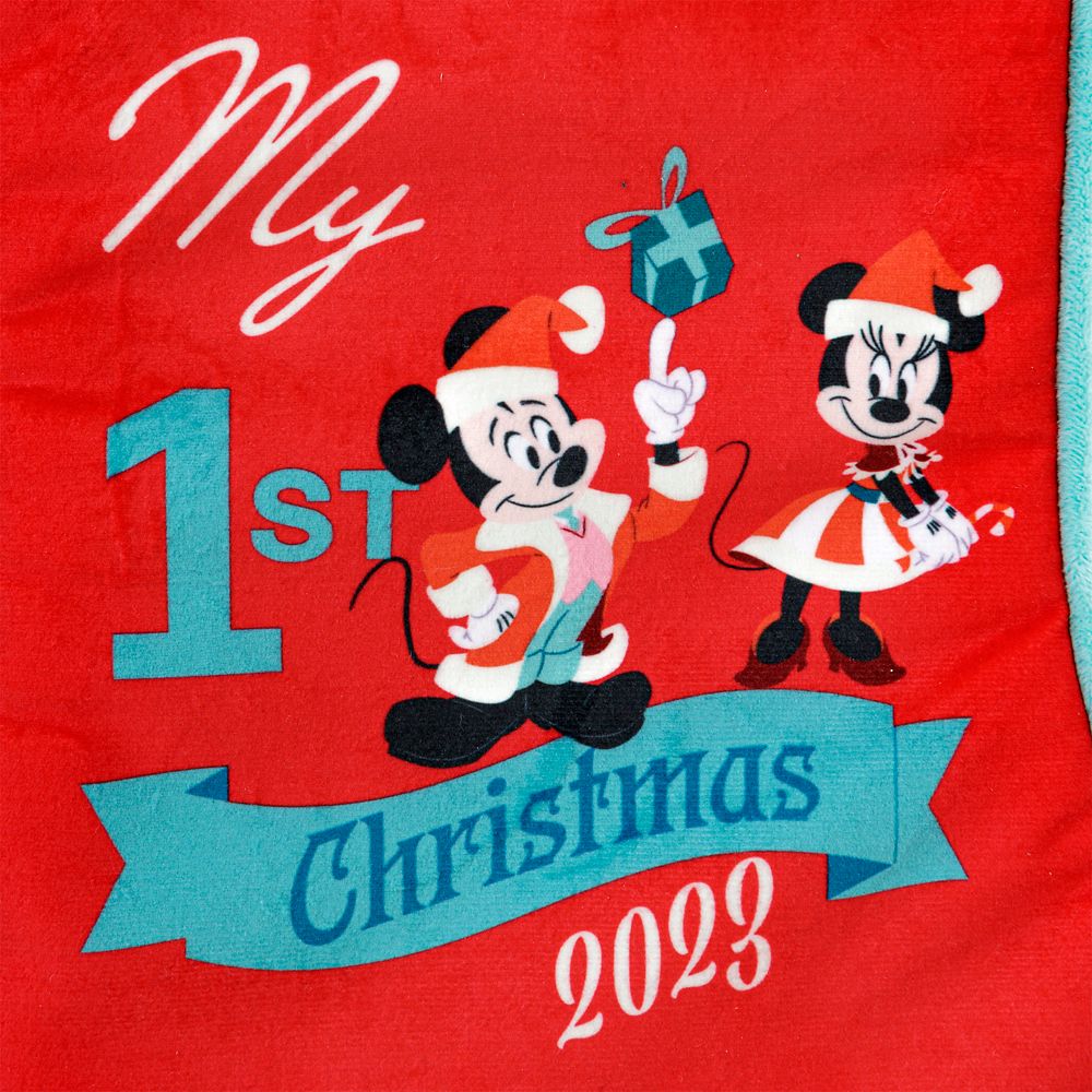 Santa Mickey Mouse and Minnie Mouse ''My 1st Christmas'' Stocking