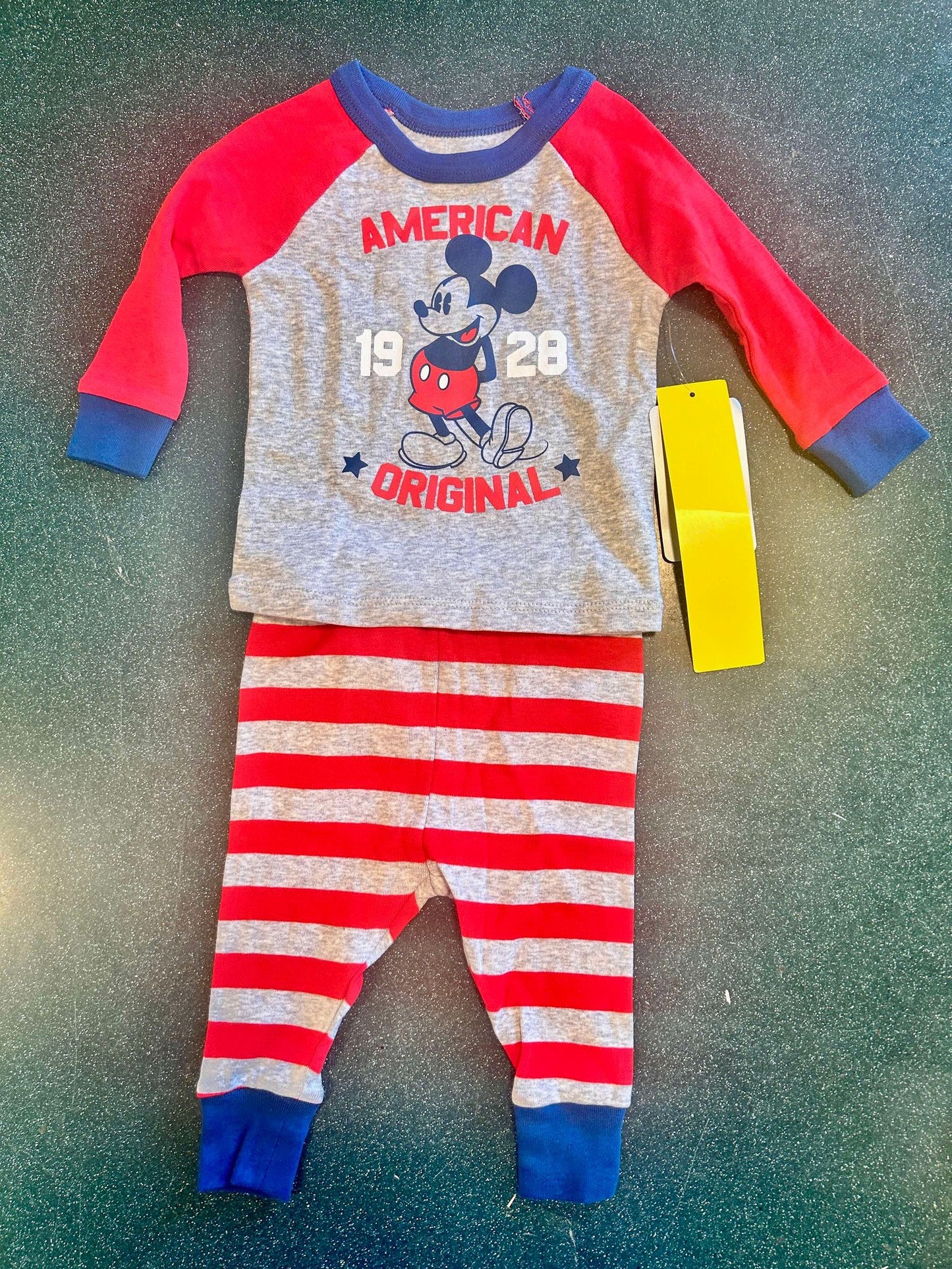 Mickey Mouse Red Striped Pajamas for Baby - American Original 1928