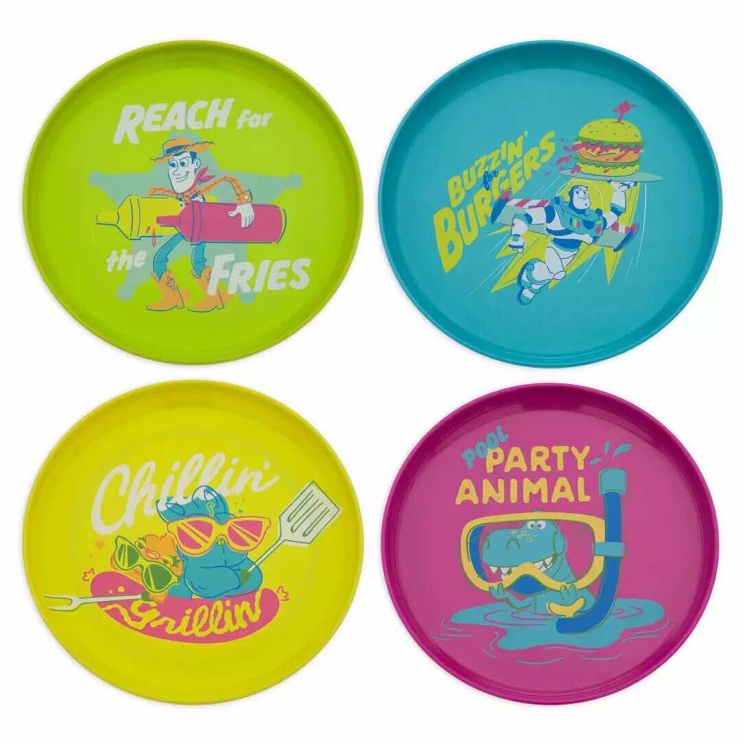 Disney Parks Toy Story Summer Splash Melamine Plate Set - Set of 4 - 8" - New