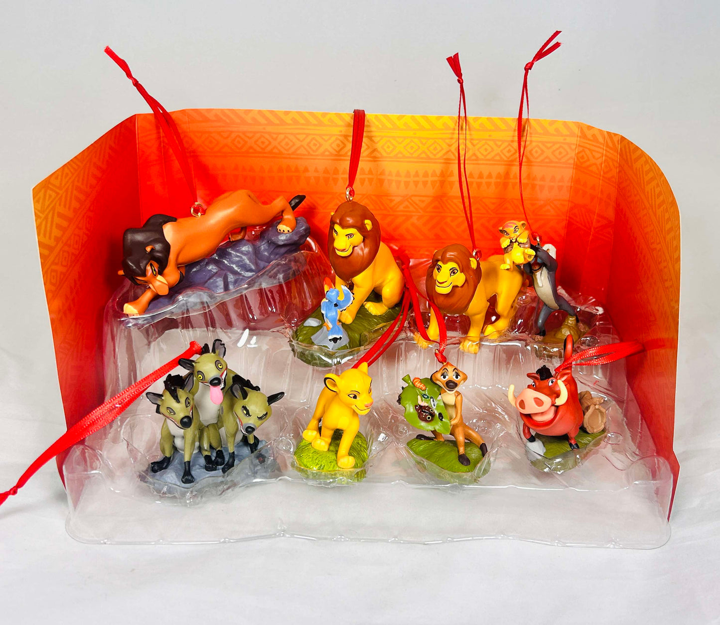 Disney Lion King 8pc Christmas Ornaments Custom Figure Set - Simba Scar Pumbaa