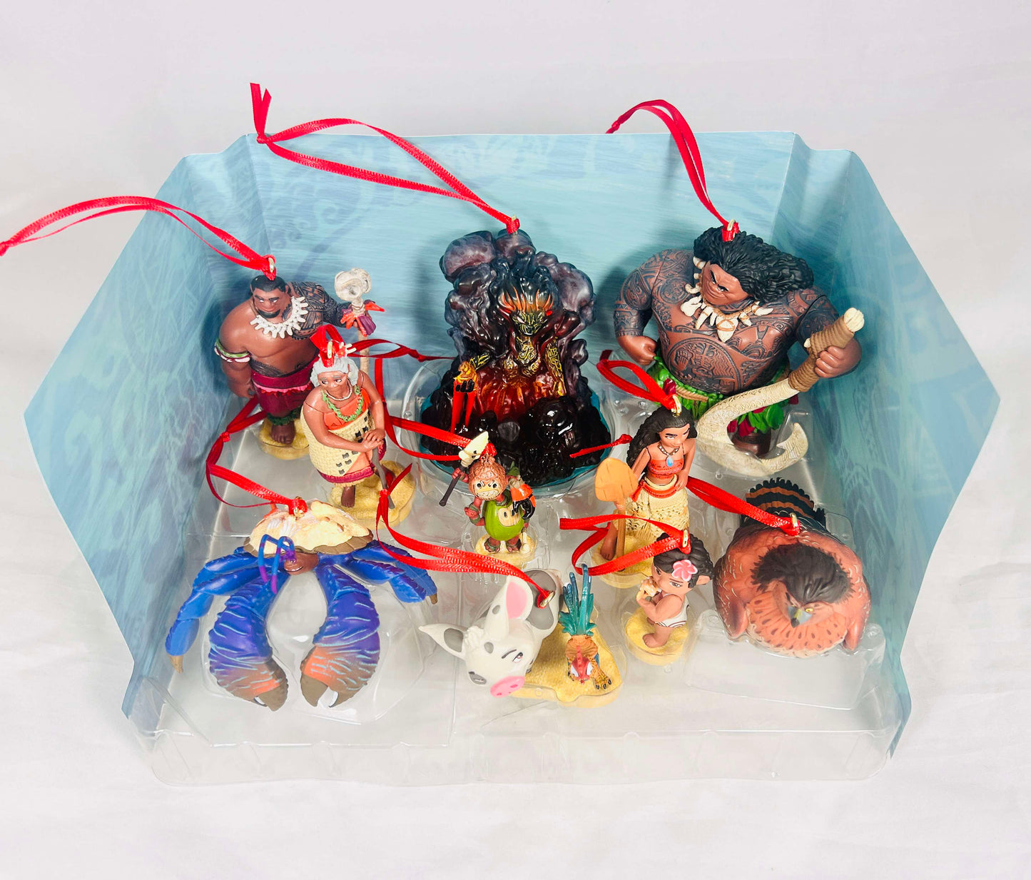 Disney Moana Christmas Ornaments 10pc Custom Figure Set - Maui Pua Hei Hei Crab