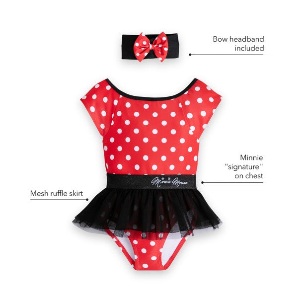 Minnie Mouse Deluxe Swimsuit with Headband Set for Girls - Size 5/6