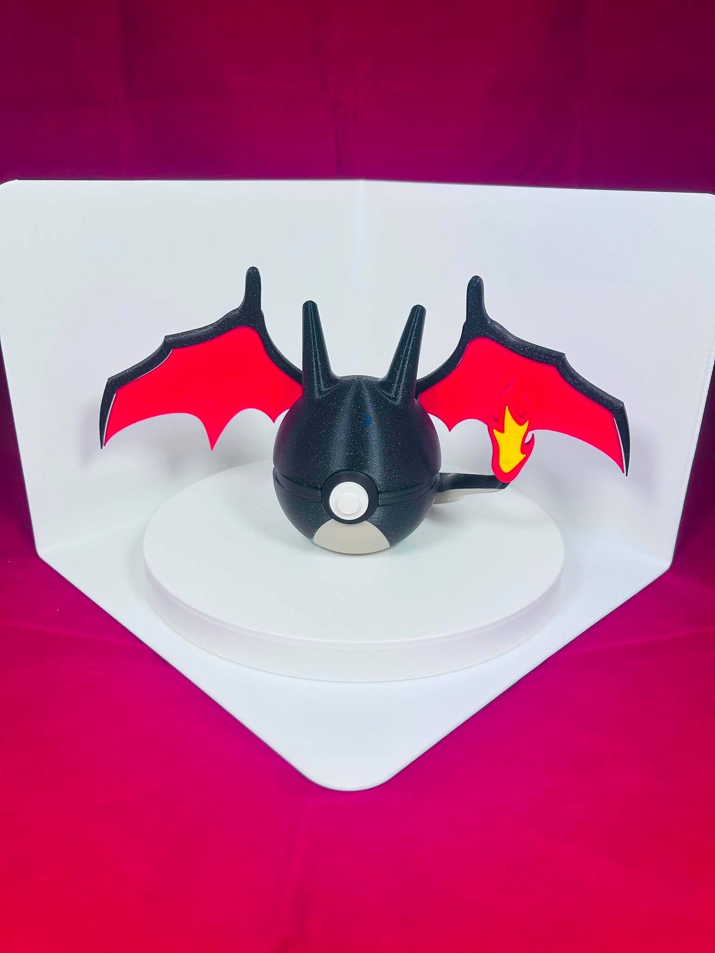 Pokeball 3D Printed Custom Charizard Figure - Shiny Black Charizard Pokemon Character