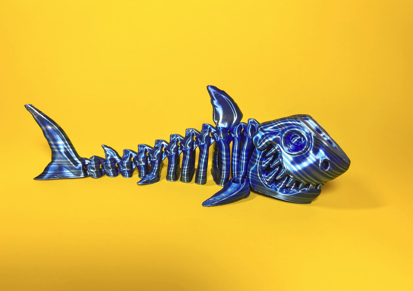 Flexi 3D Printed Shark Fossil Fidget Sensory Toy Desk Gift - Skeleton - Multicolor - Articulated Glow in the Dark - Flexi Factory