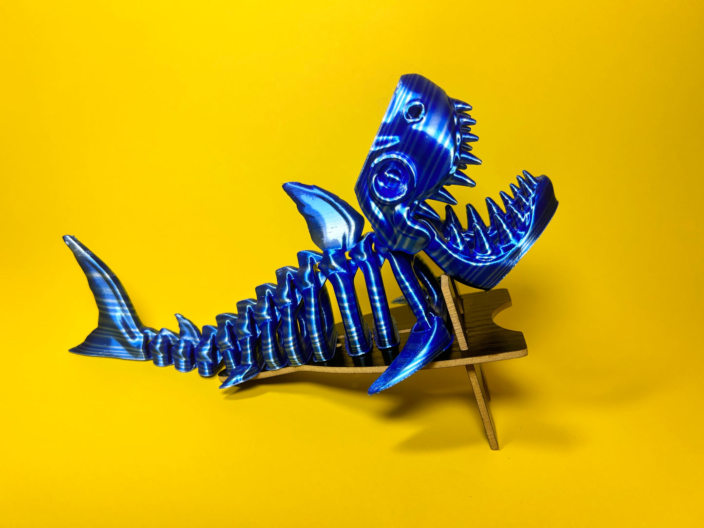 Flexi 3D Printed Shark Fossil Fidget Sensory Toy Desk Gift - Skeleton - Multicolor - Articulated Glow in the Dark - Flexi Factory