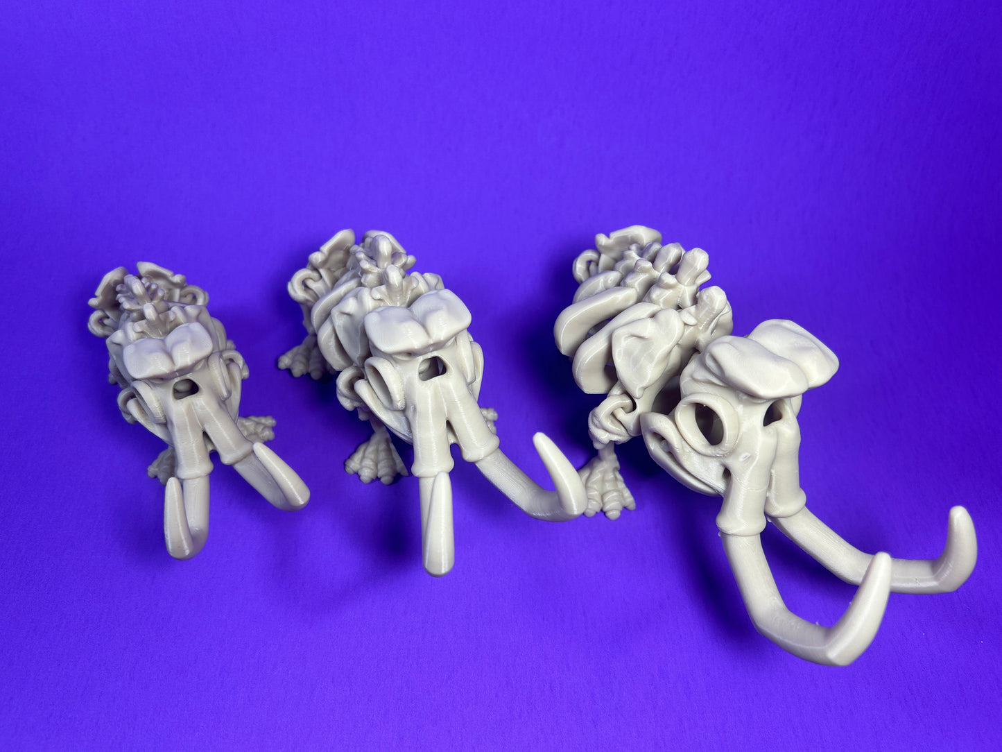 Flexi 3D Printed Woolly Mammoth Elephant Fossil Fidget Sensory Toy Desk Gift - Skeleton - Multicolor - Articulated Glow Blue - Flexi Factory (Copy)