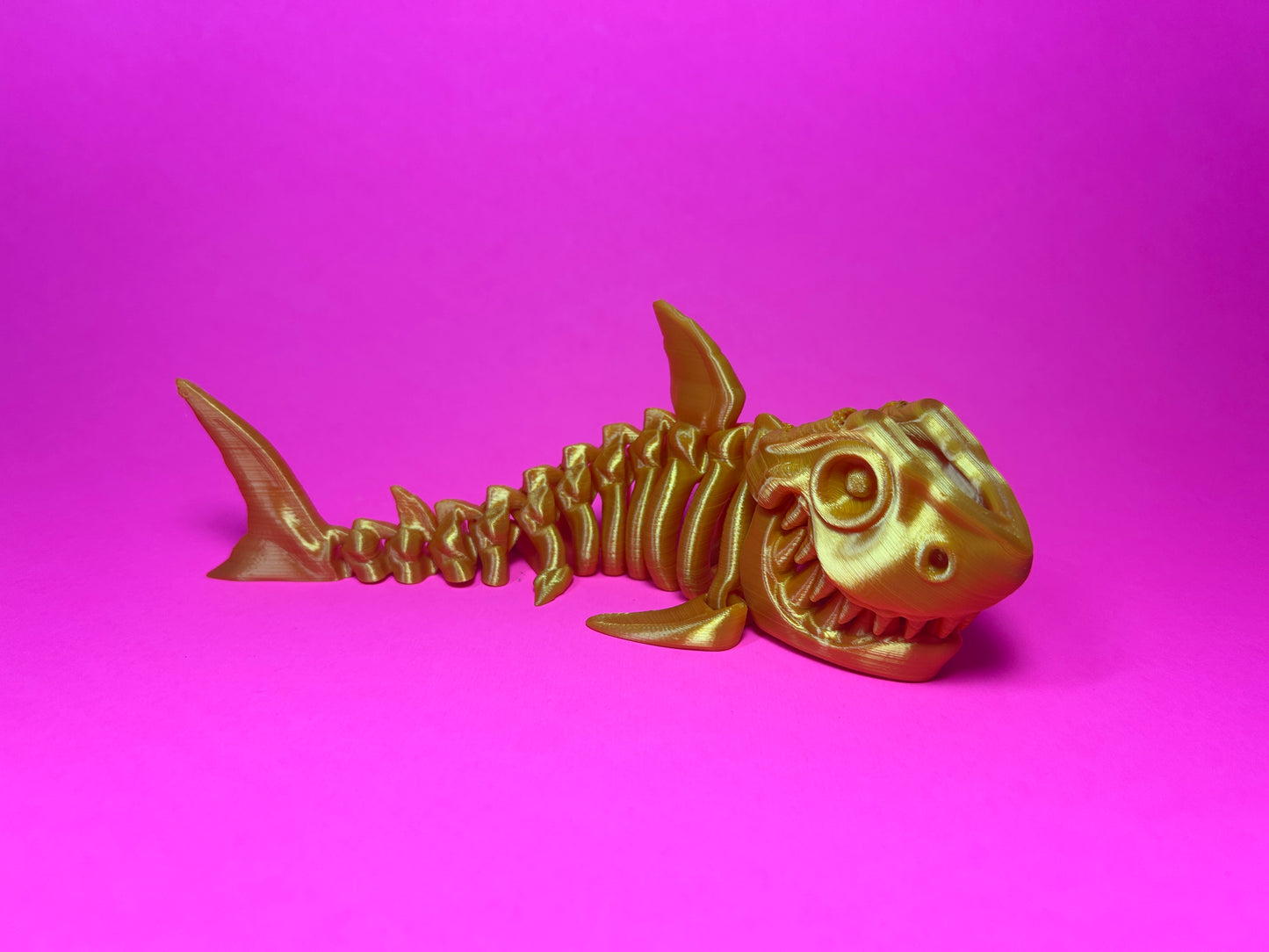 Flexi 3D Printed Shark Fossil Fidget Sensory Toy Desk Gift - Skeleton - Multicolor - Articulated Glow in the Dark - Flexi Factory