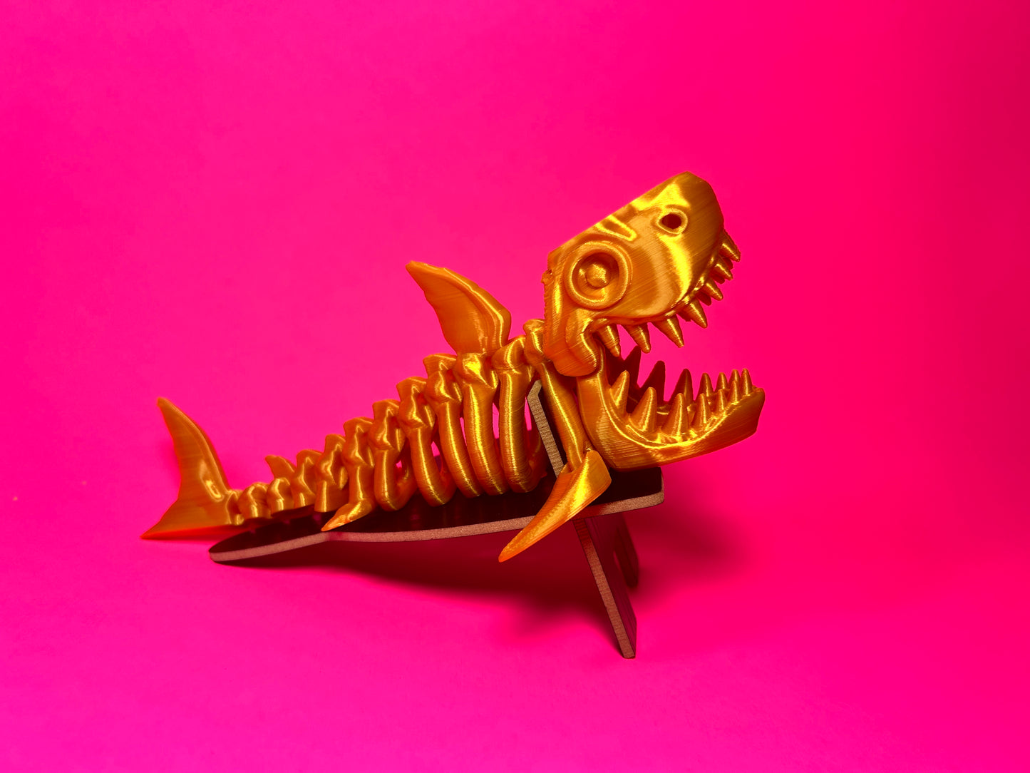 Flexi 3D Printed Shark Fossil Fidget Sensory Toy Desk Gift - Skeleton - Multicolor - Articulated Glow in the Dark - Flexi Factory