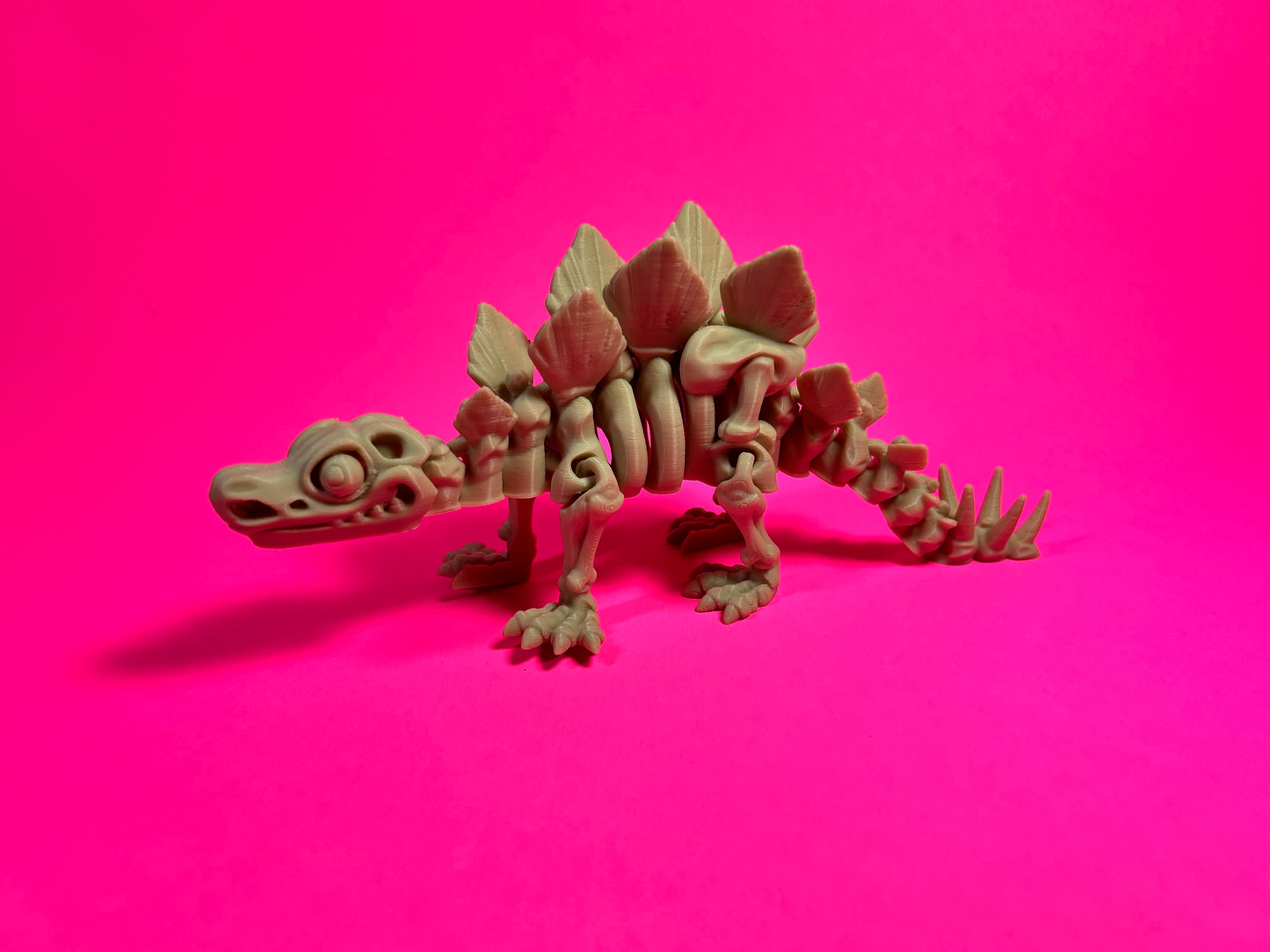 Flexi 3D Printed Stegosaurus Dinosaur Fossil Fidget Sensory Toy Desk Gift - Skeleton - Multicolor - Articulated Glow in the Dark - Flexi Factory