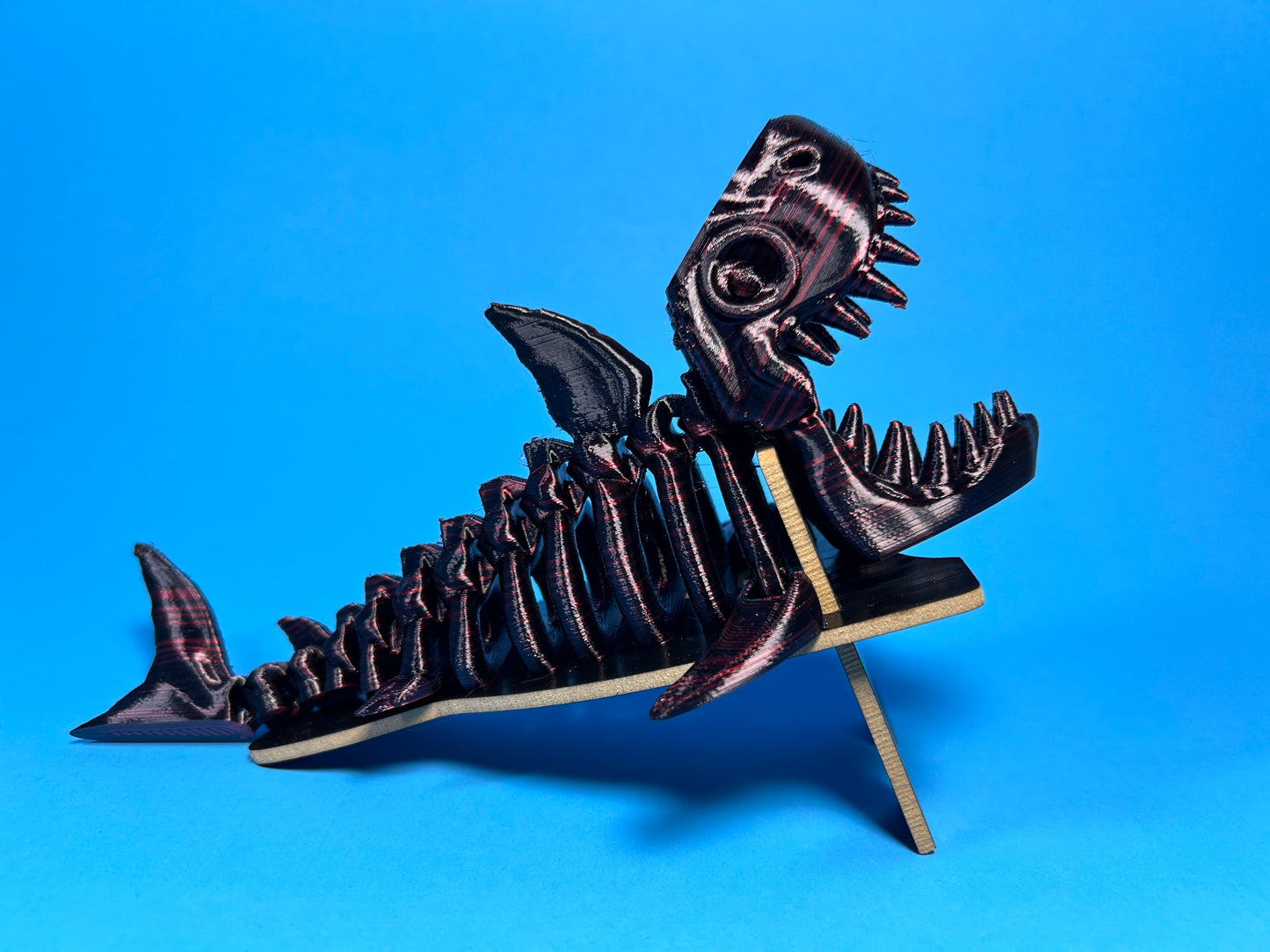 Flexi 3D Printed Shark Fossil Fidget Sensory Toy Desk Gift - Skeleton - Multicolor - Articulated Glow in the Dark - Flexi Factory