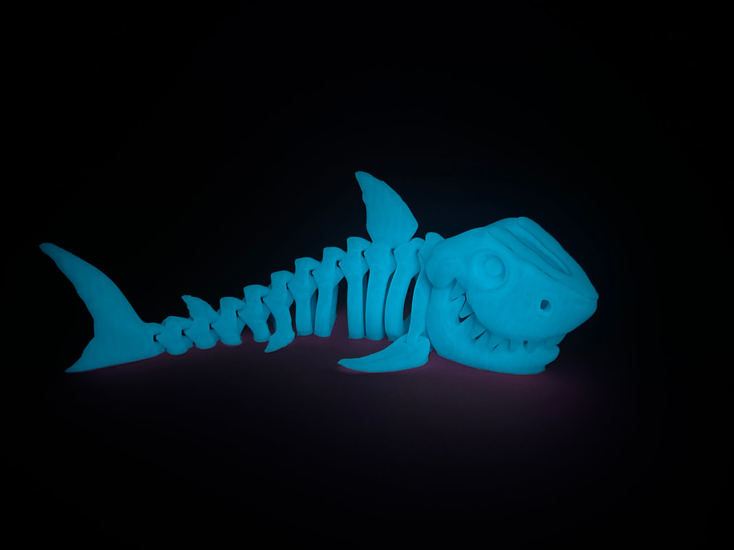 Flexi 3D Printed Shark Fossil Fidget Sensory Toy Desk Gift - Skeleton - Multicolor - Articulated Glow in the Dark - Flexi Factory