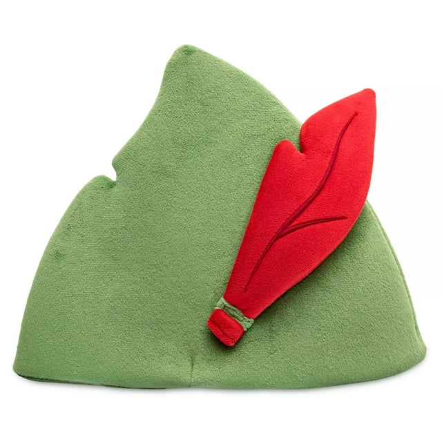 Peter Pan Costume Hat for Adults - Soft Cap w/ Red Feather