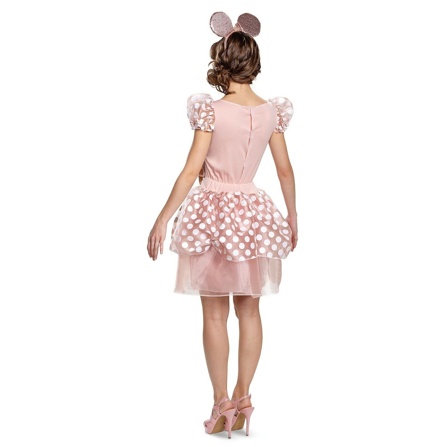 Minnie Mouse Rose Gold Woman's Costume Dress & Ear Headband Set for Adults
