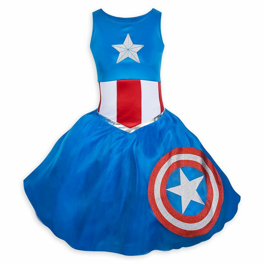 Disney Captain America Costume Headband & Tutu Woman's Dress Set Size XXL