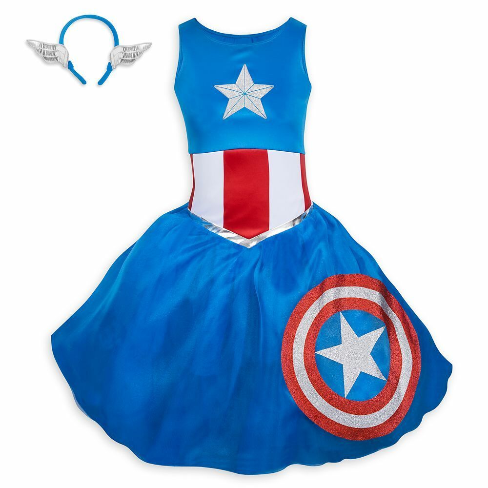 Disney Captain America Costume Headband & Tutu Woman's Dress Set Size XXL