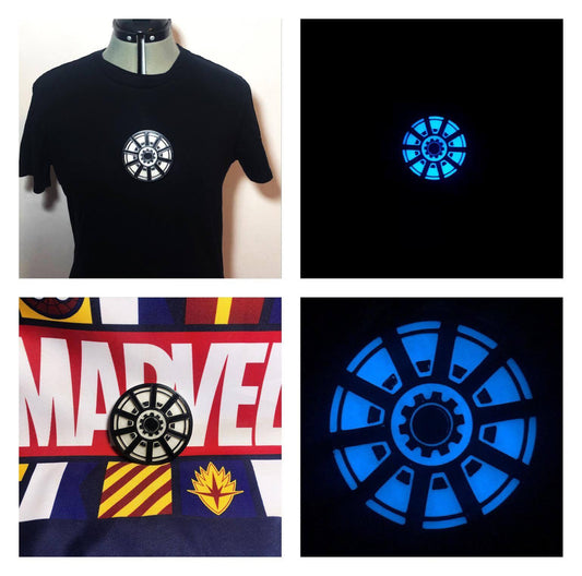 Iron Man 1 Arc Reactor 3D Custom Magnetic Chest Piece Glow in Dark + UV Light