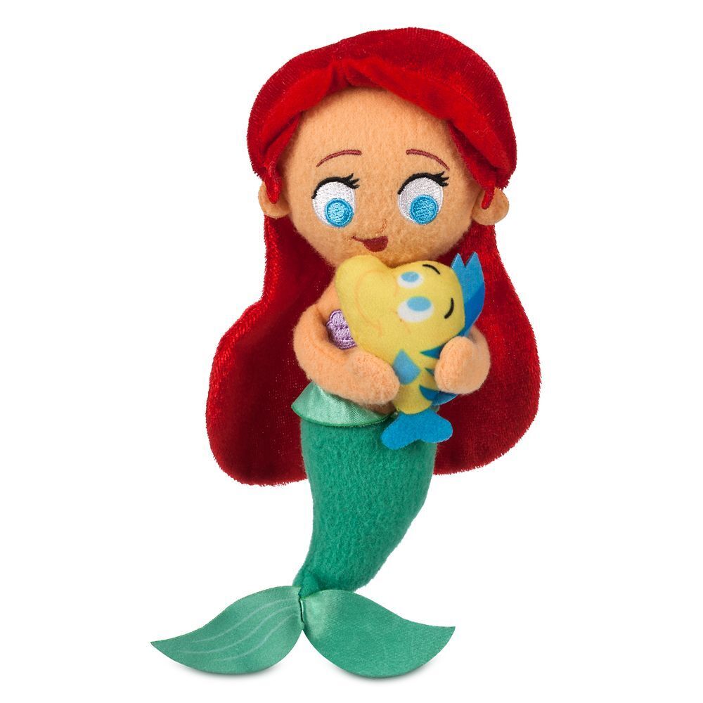 The Little Mermaid Princess Ariel with Flounder Plush Toy Doll in VHS Case