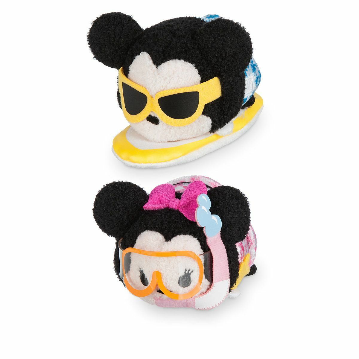 Disney Mickey & Minnie Mouse Hawaii Tsum Tsum 2pc Plush Set Toys 3 1/2" H