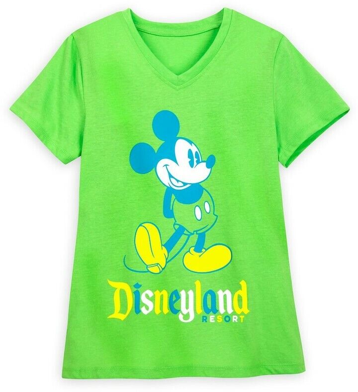 Disney Mickey Mouse Disneyland Resort Neon Lime Womens Classic T Shirt Tee