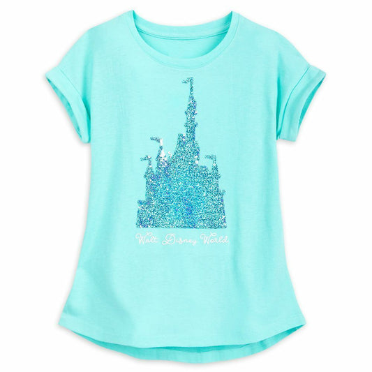 Disneyland Fantasyland Castle Reversible Sequin Girls T Shirt Tee