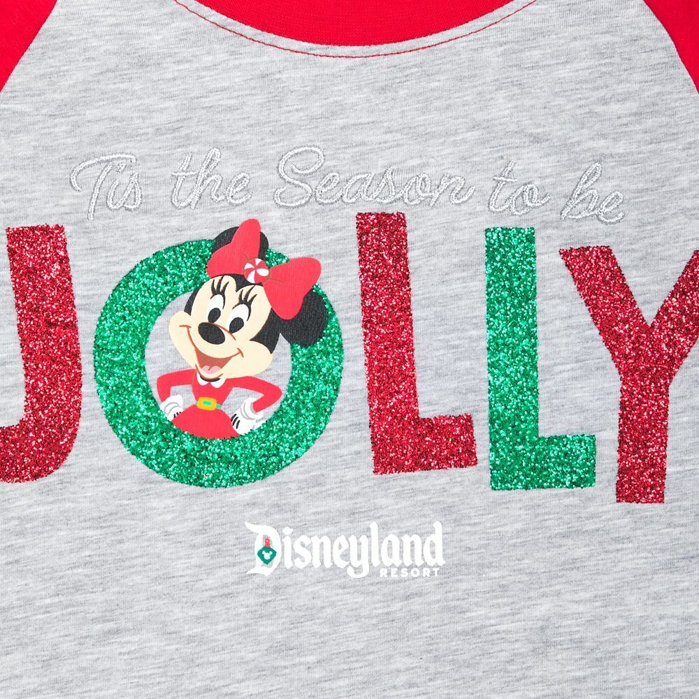 Minnie Mouse Holiday ''Jolly'' Christmas T-Shirt for Girls Disneyland Size Small