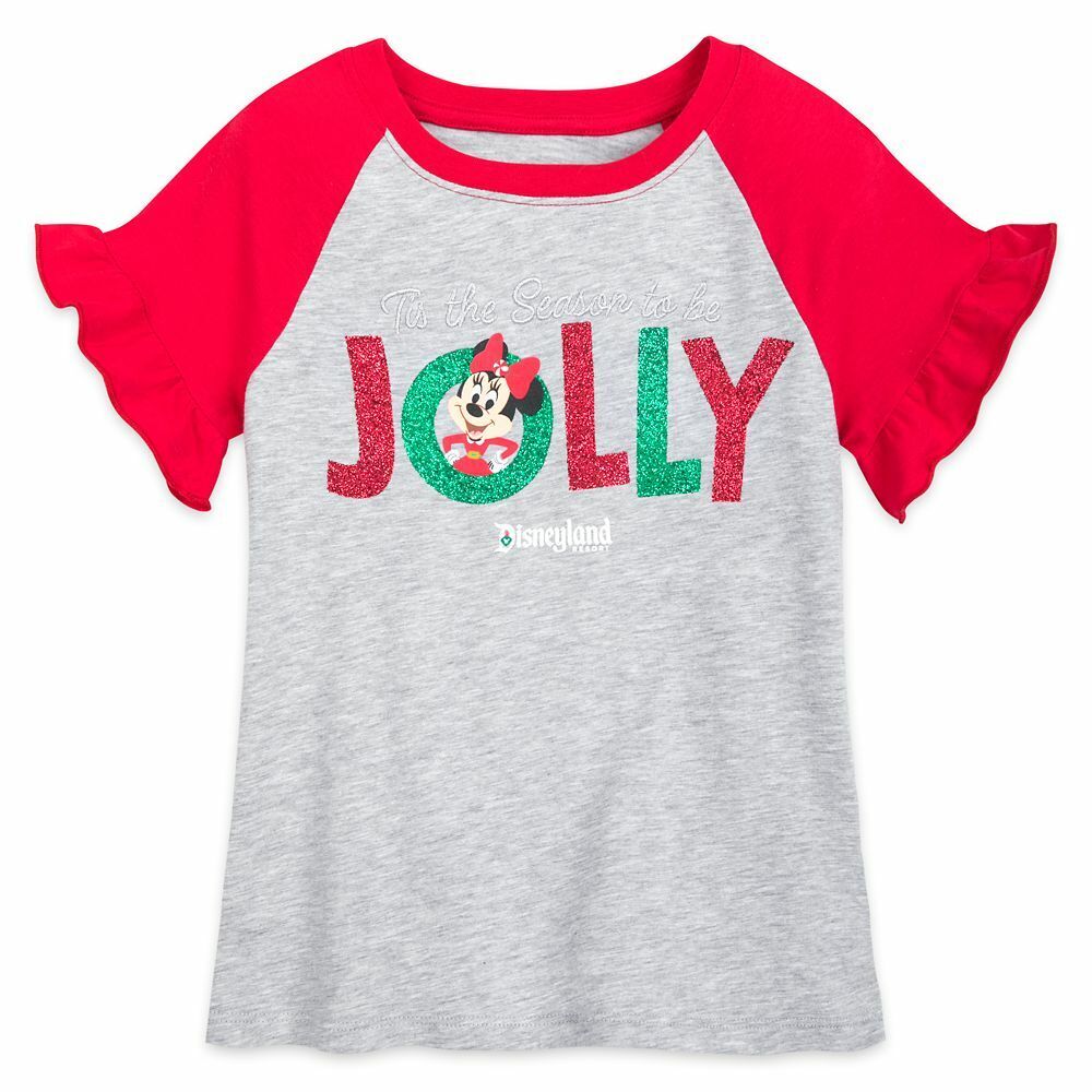 Minnie Mouse Holiday ''Jolly'' Christmas T-Shirt for Girls Disneyland Size Small