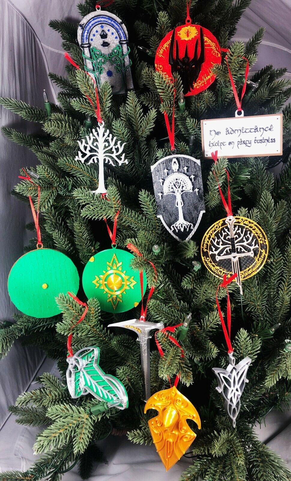 3D Lord of the Rings Inspired Holiday Christmas Ornaments Custom Homemade LOTR