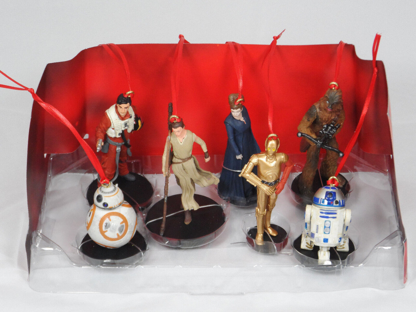 Star Wars Force Awakens 7pc Ornaments Figure Set - BB-8 R2 Leia Rey Chewie
