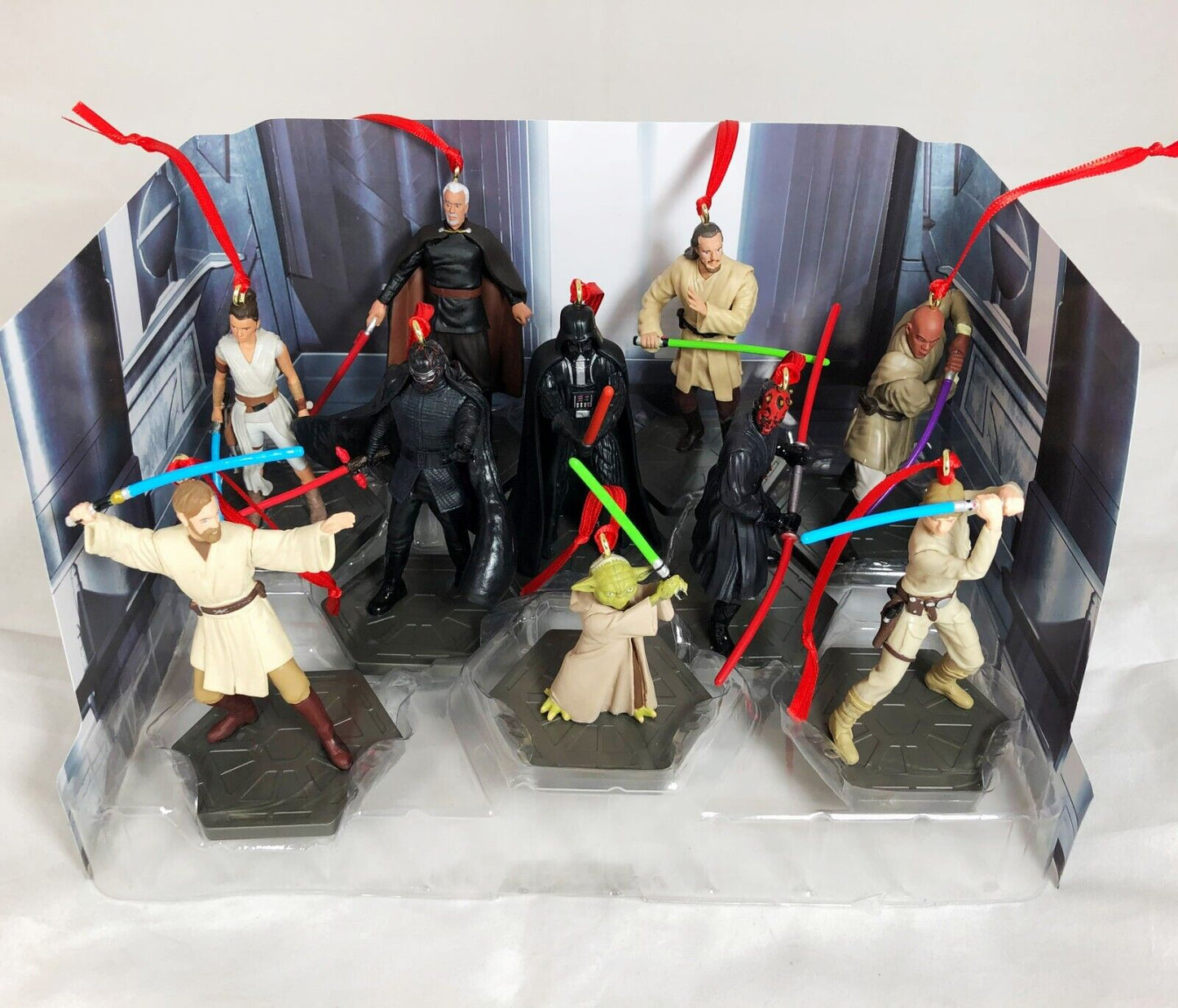 Star Wars Custom 10pc Ornament Set - Obi Wan Maul Vader Luke Yoda Mace Jedi