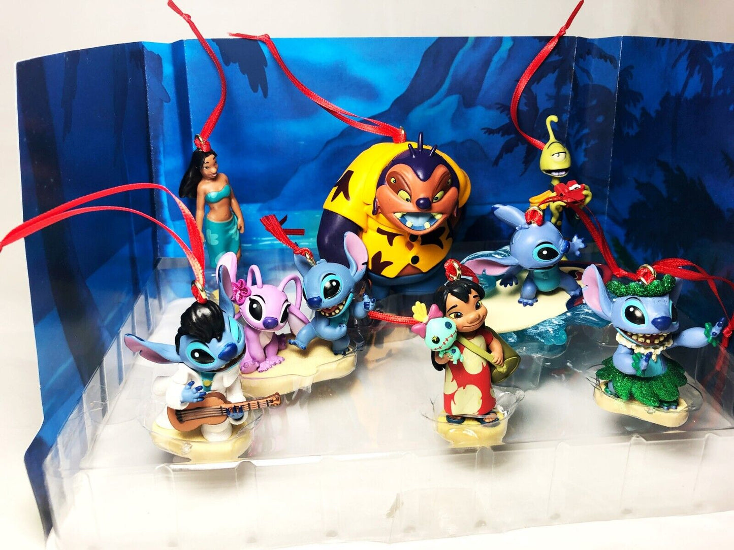 Disney Lilo & Stitch Christmas Ornaments 8pc Figure Set Angel Elvis Jumba Nani