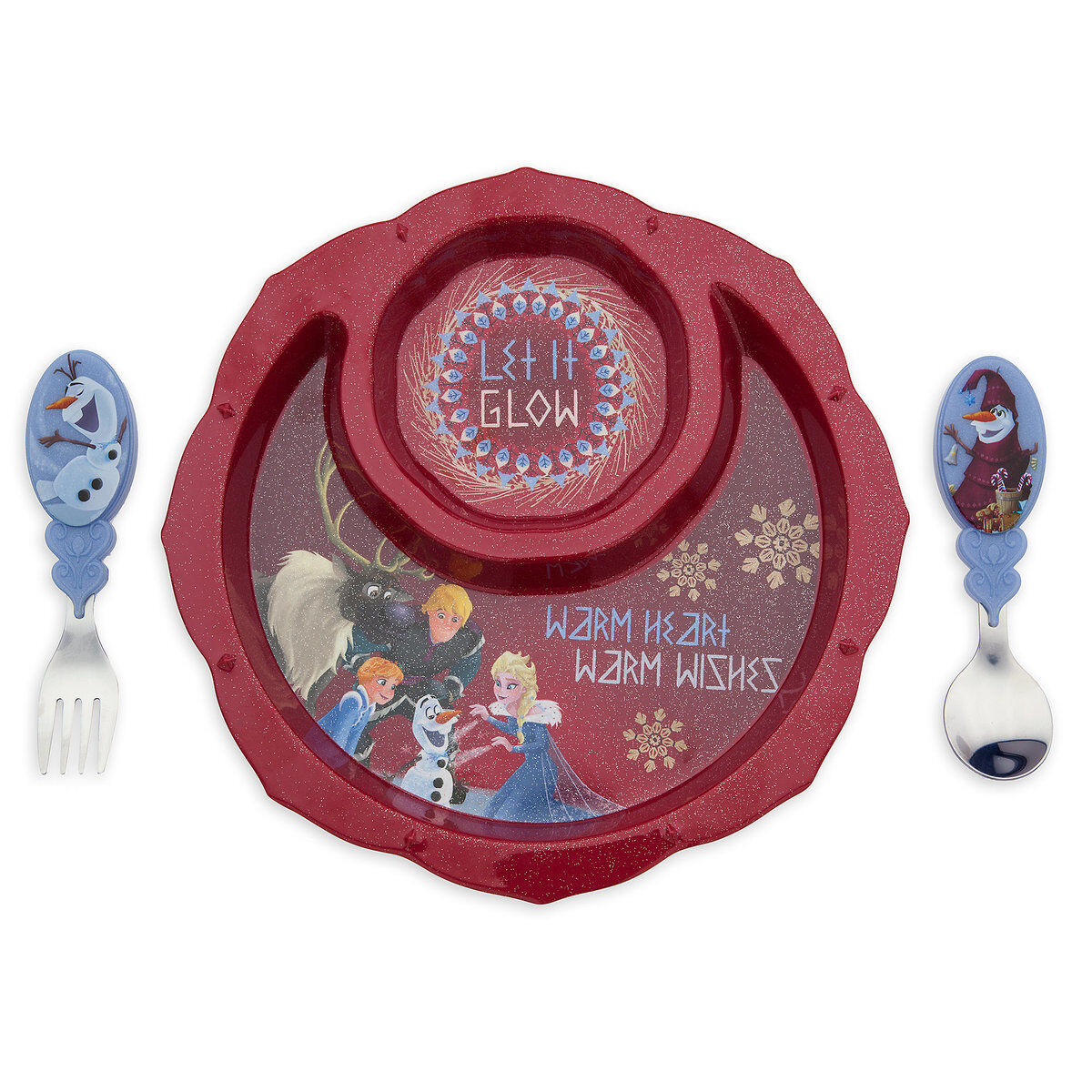 Frozen Plate & Flatware Fork & Spoon Set Elsa Anna Olaf Sven