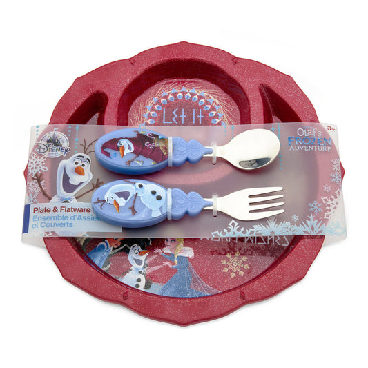 Frozen Plate & Flatware Fork & Spoon Set Elsa Anna Olaf Sven