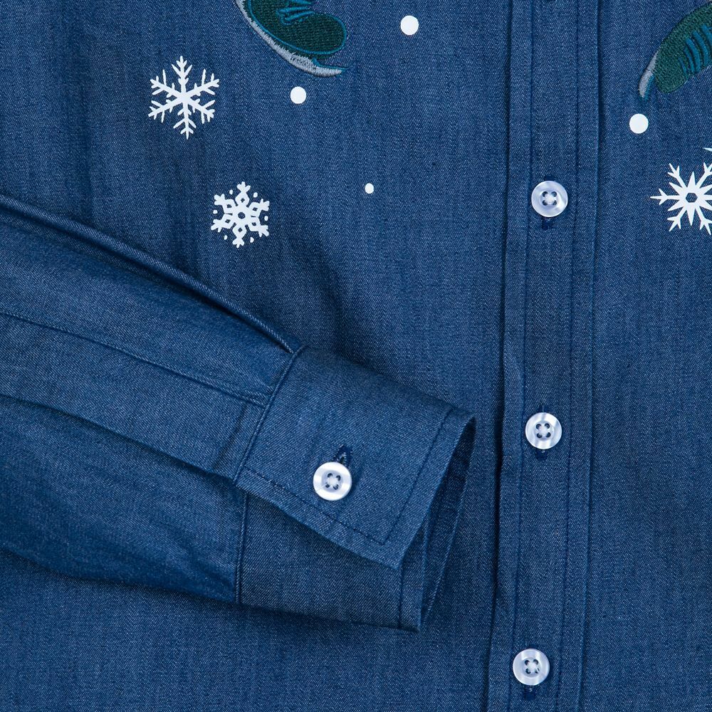 Mickey and Minnie Mouse Holiday Denim Longsleeve Shirt - For Adults Women