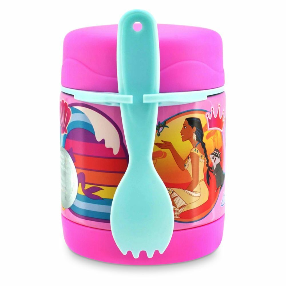 Disney Princess Hot & Cold Food Container w/ Spork Kids School Lunch Accessory