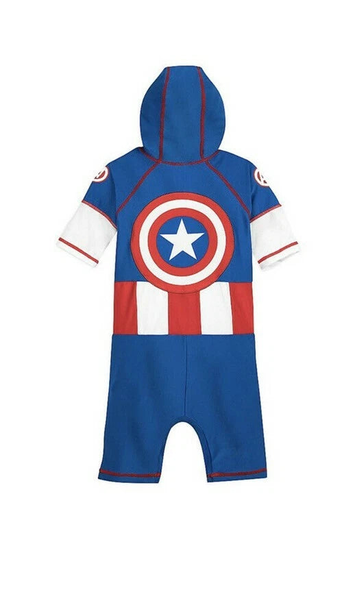 Disney Captain America Wetsuit Rash guard Boy Hero Swimsuit Toddler Kids Size 2