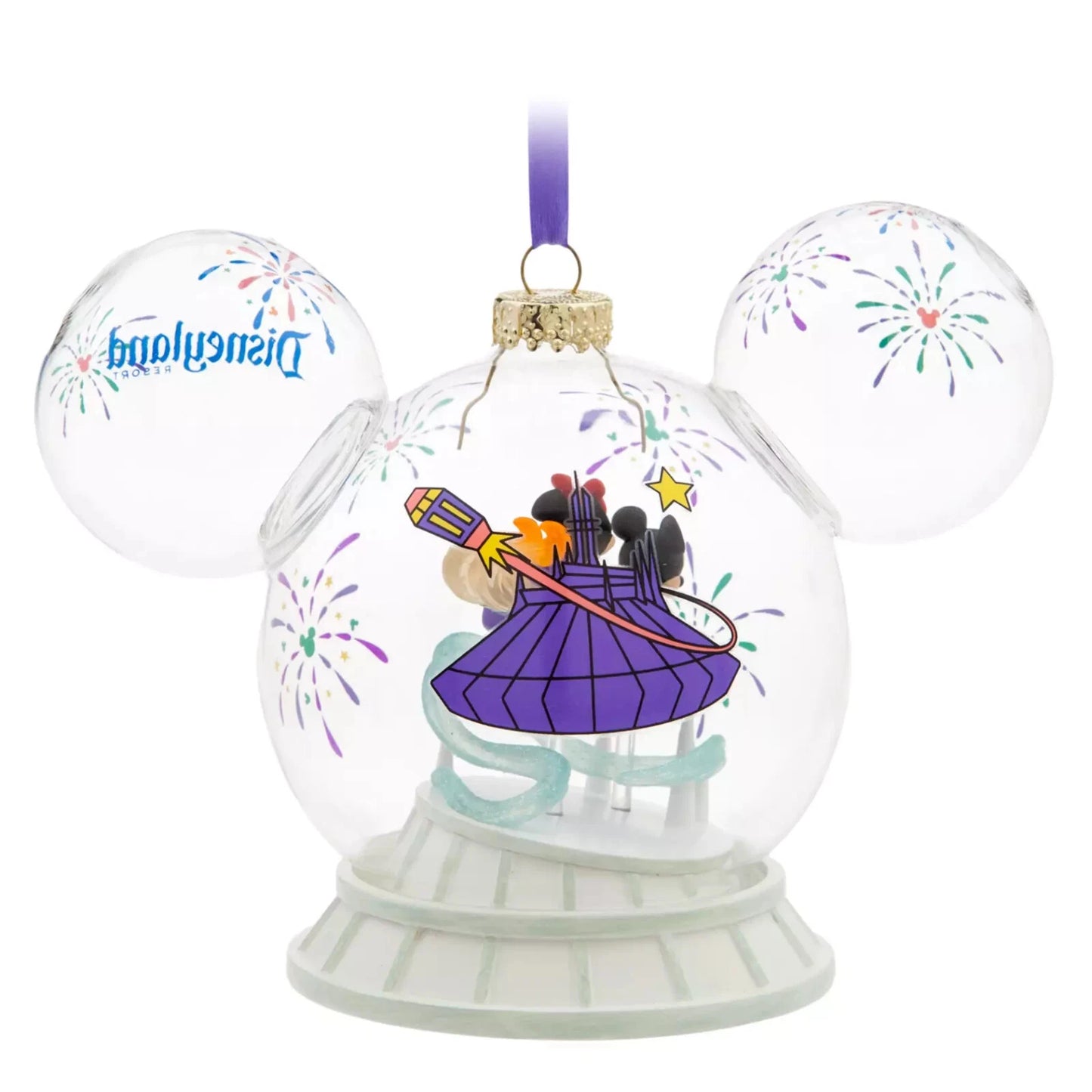 Mickey and Minnie Mouse Icon Glass Ball Ornament – Space Mountain – Disneyland