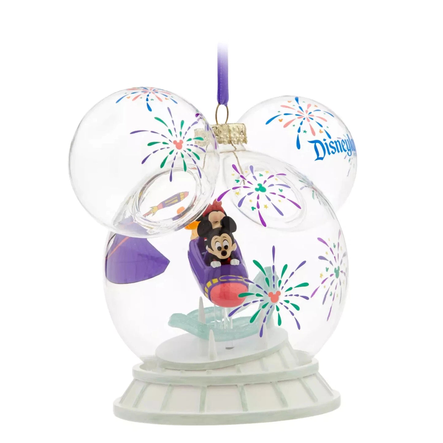 Mickey and Minnie Mouse Icon Glass Ball Ornament – Space Mountain – Disneyland