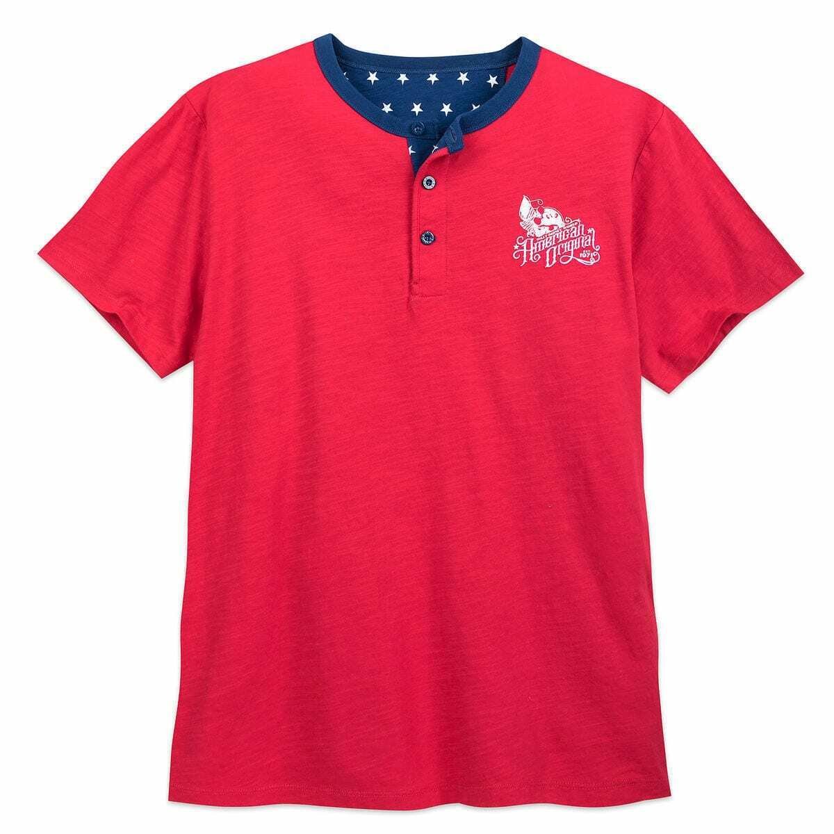 Walt Disney World - Mickey Mouse Americana Henley Mens T Shirt Size Small