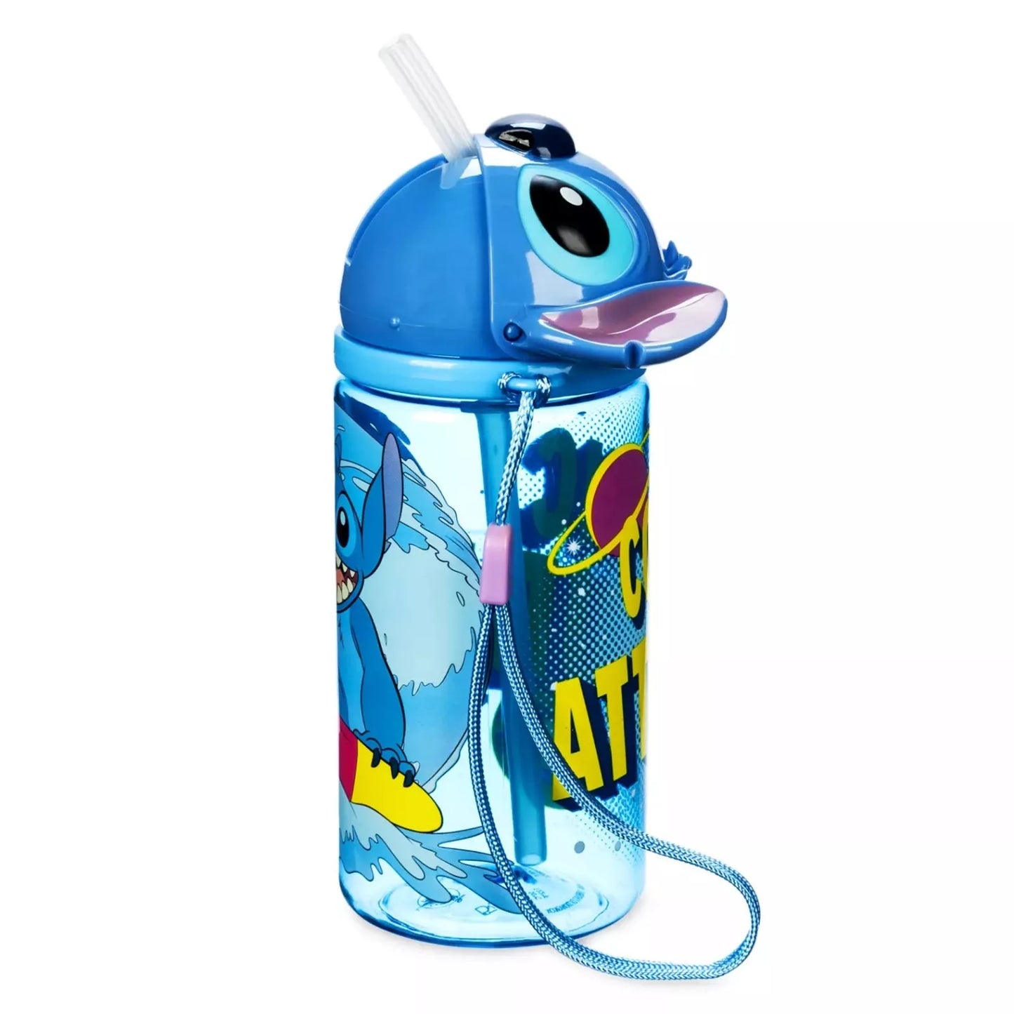 Stitch Figural Water Bottle with Built-In Straw – Lilo & Stitch - Kids Cup 10oz