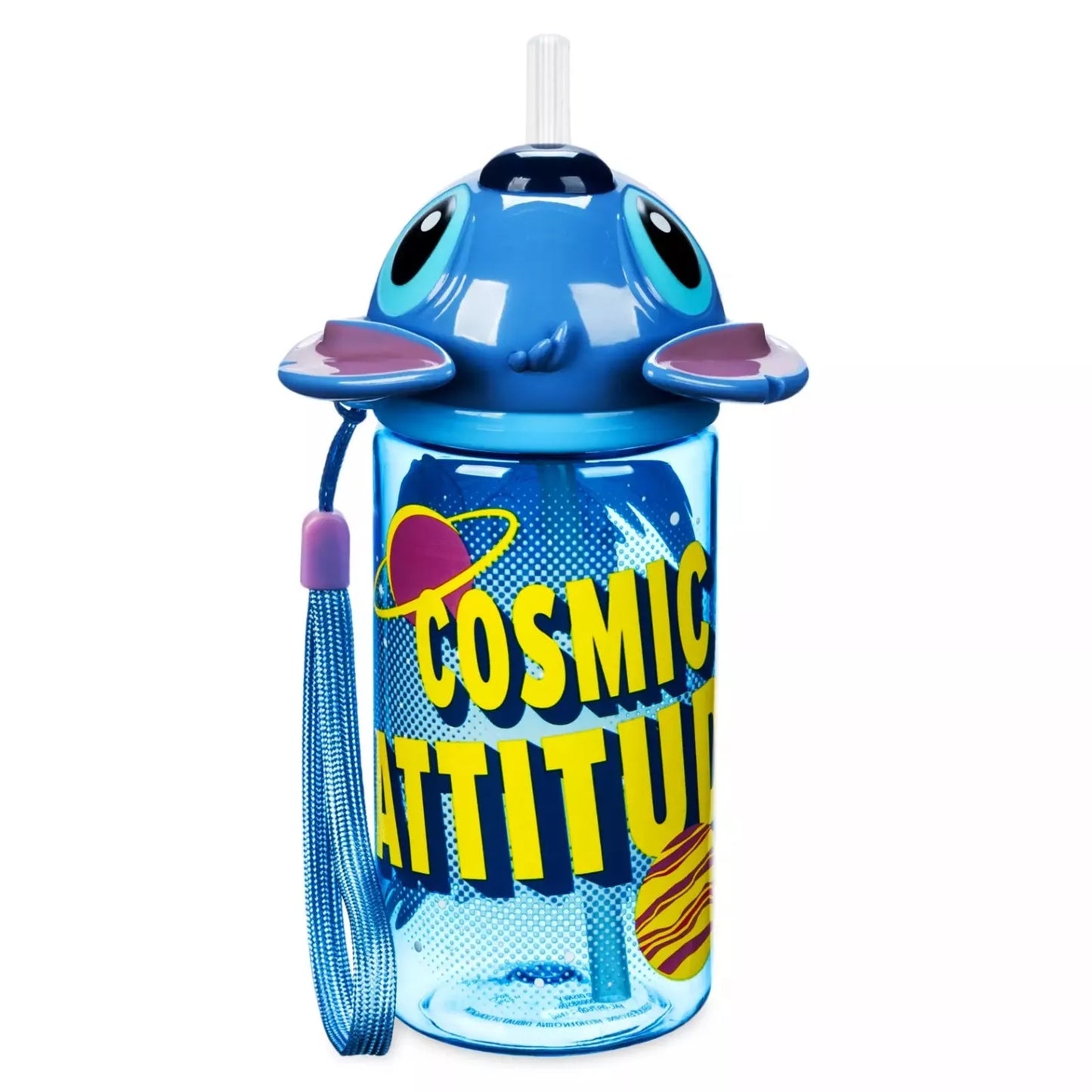 Stitch Figural Water Bottle with Built-In Straw – Lilo & Stitch - Kids Cup 10oz