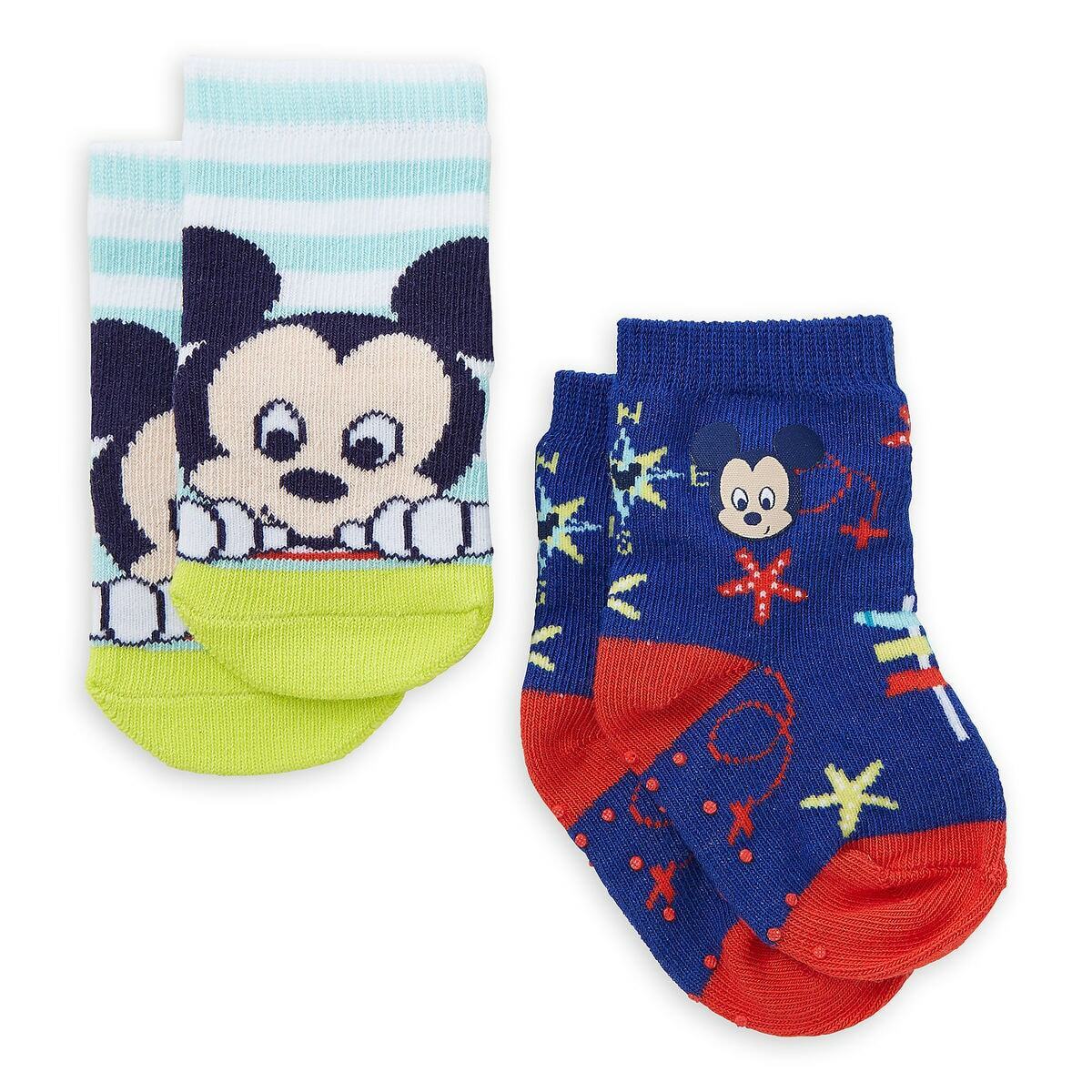 Disney Mickey Mouse 2pc Cute Sock Set For Baby 0 6 Months