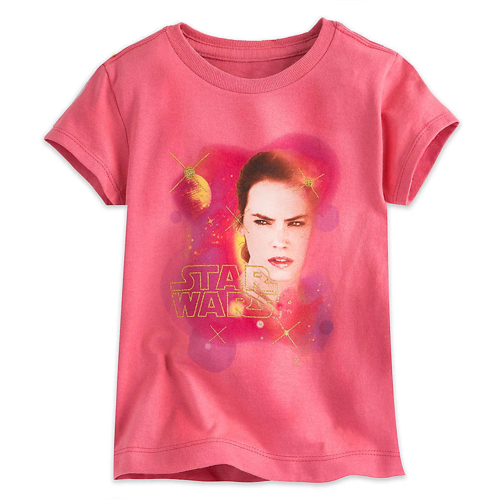 Disney Store Girls Star Wars Pink Rey Force Awakens T Shirt Tee Size 4