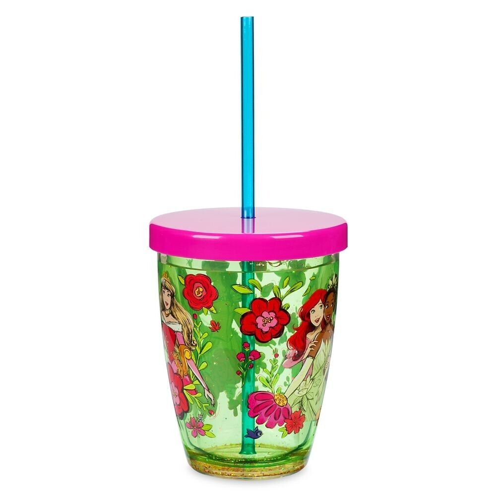 Disney Princess Tumbler with Straw for Kids Aurora, Ariel, Belle, Tiana, Mulan