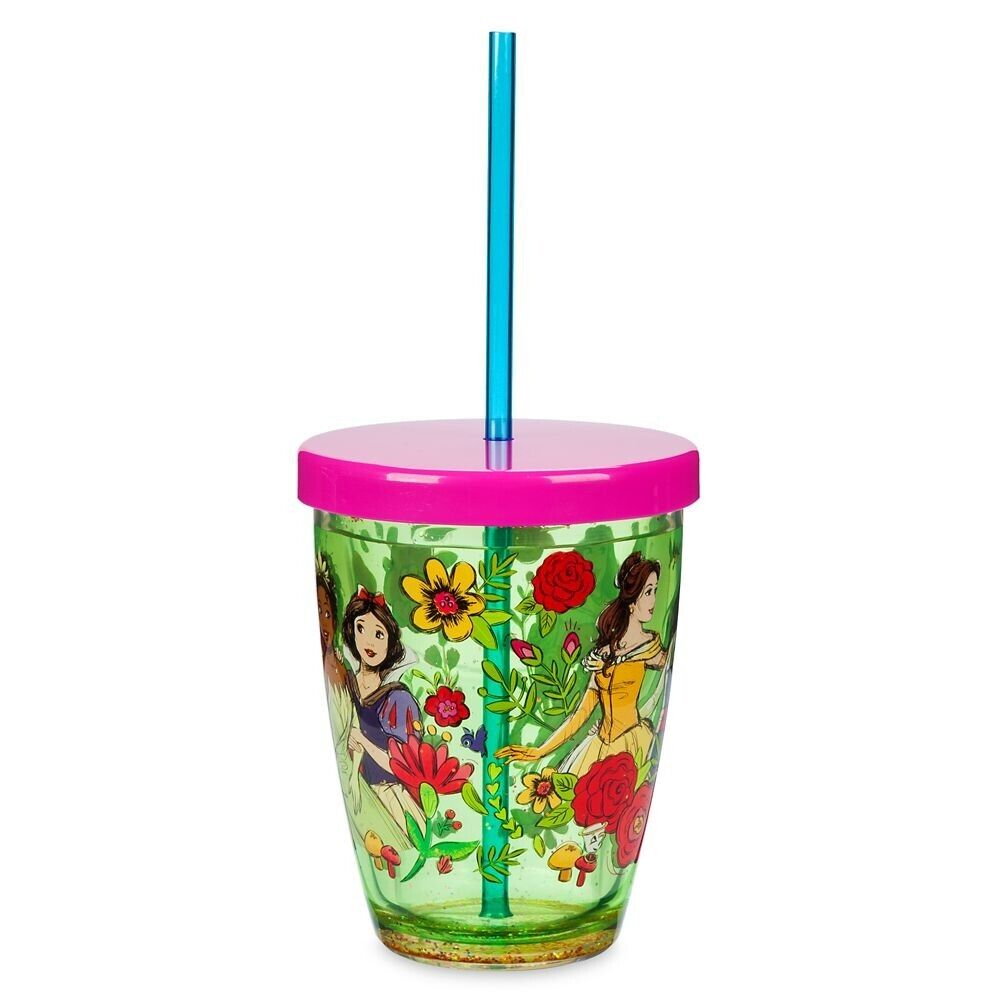 Disney Princess Tumbler with Straw for Kids Aurora, Ariel, Belle, Tiana, Mulan