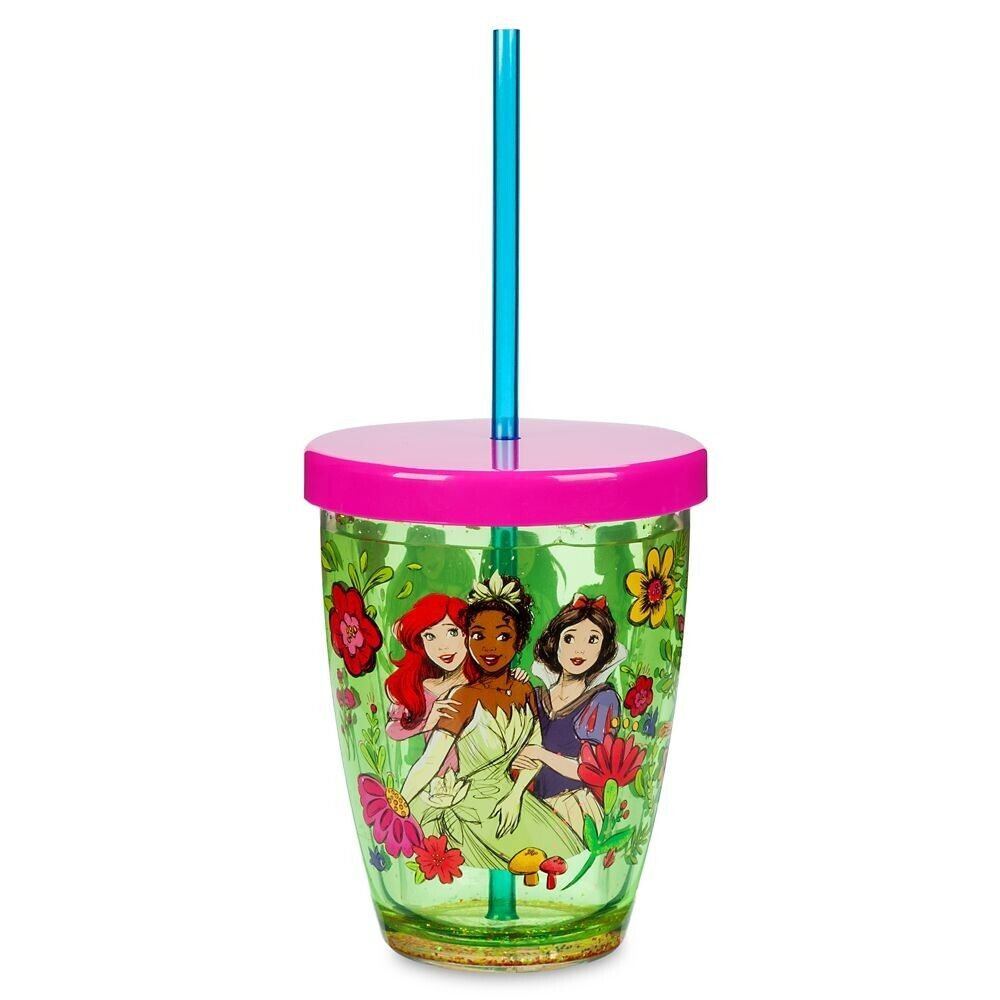 Disney Princess Tumbler with Straw for Kids Aurora, Ariel, Belle, Tiana, Mulan