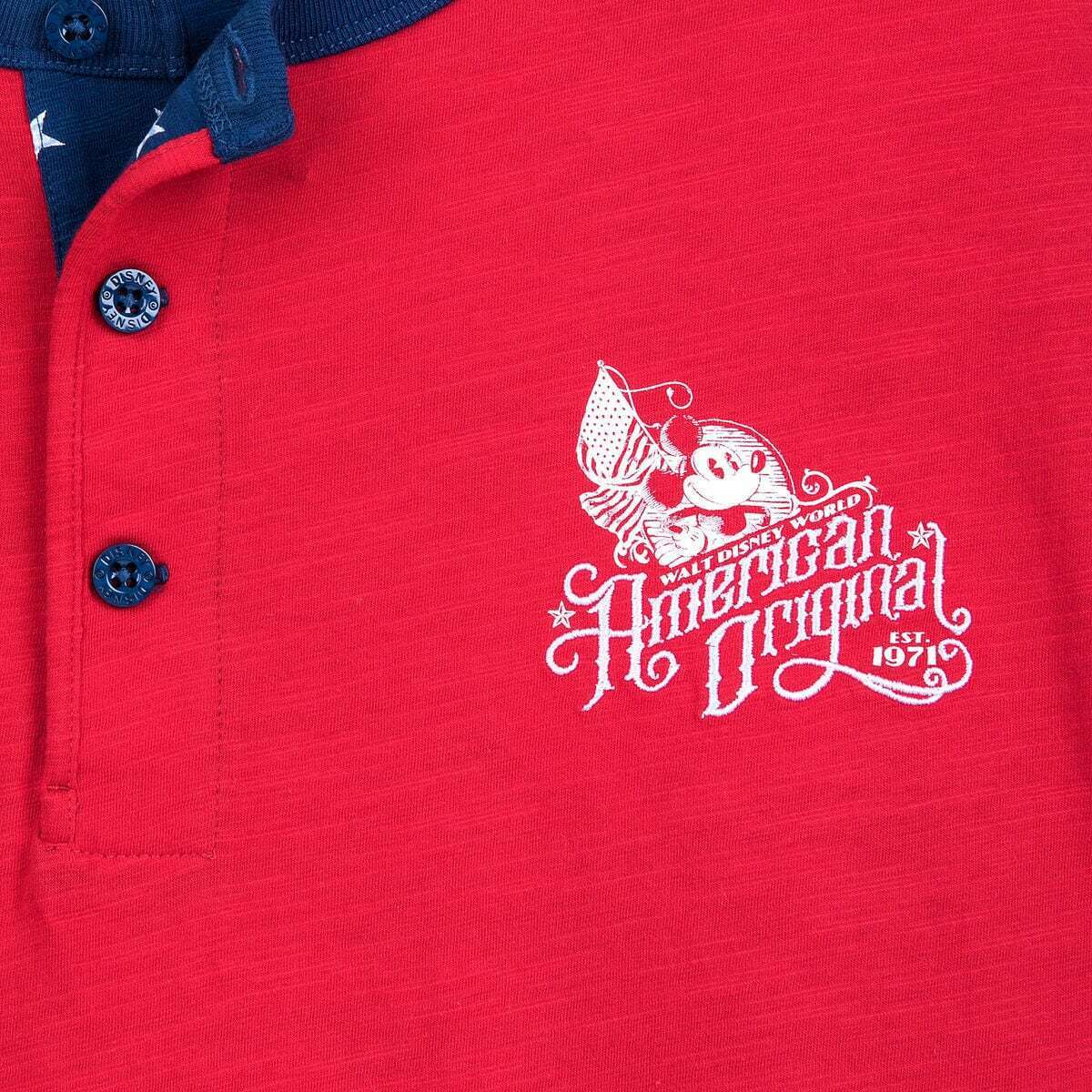 Walt Disney World - Mickey Mouse Americana Henley Mens T Shirt Size Small