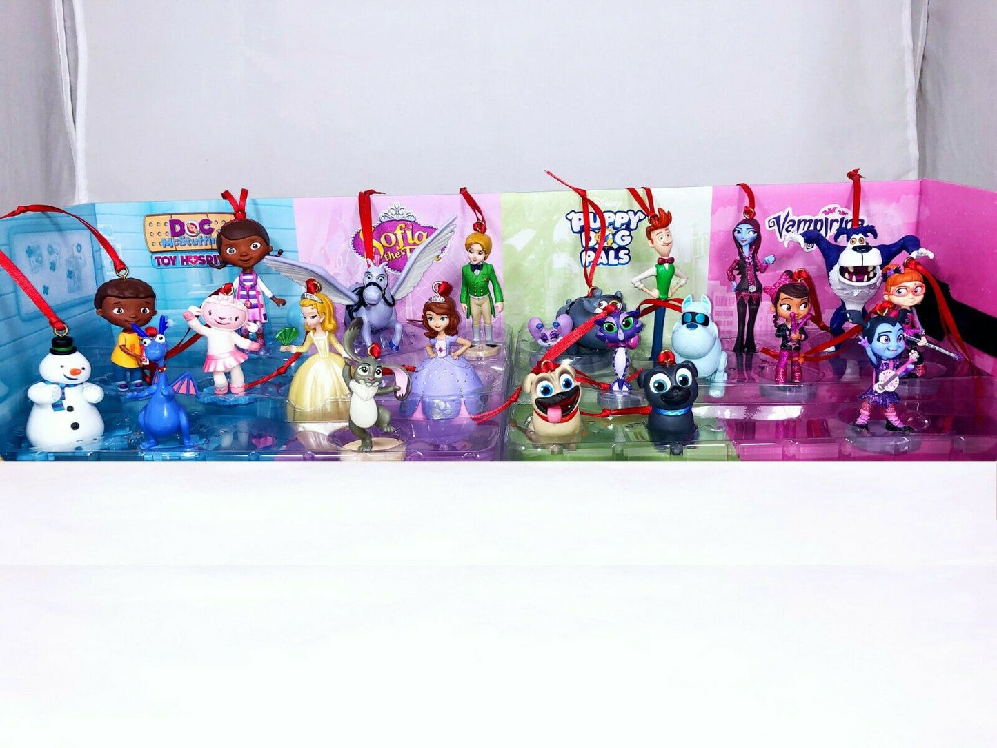 Disney Junior Mega 21pc Christmas Custom Ornaments Set Sofia Vampirina Doc McStuffins Puppy Dog Pals Chilly Lambie Rolly Bingo A.R.F Wolife