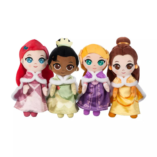 Disney Princess Holiday Soft Doll Set – 9'' - 10'' - Ariel Tiana Rapunzel Belle